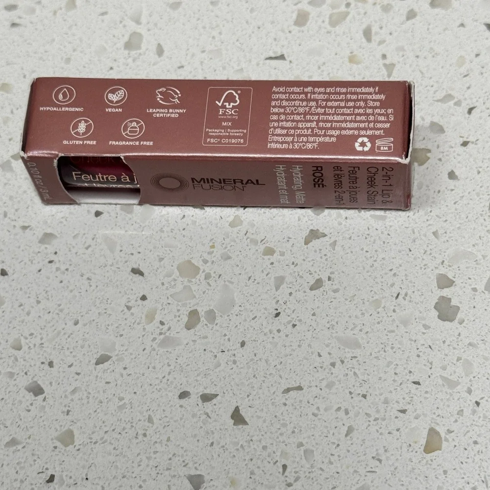 Mineral Fusion 2-in-1‎ Lip & Cheek Stain Rosé Hydrating Matte 0.10oz 3mL NIB